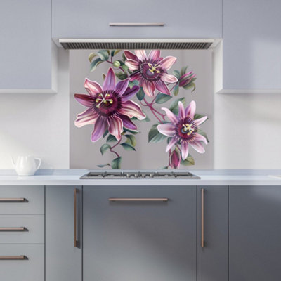 Warren Reed Designer Purple Passion Flowers Kitchen Splashback from B&Q