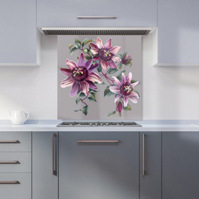Warren Reed Designer Purple Passion Flowers Kitchen Splashback from B&Q