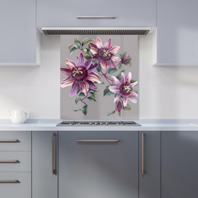 Warren Reed Designer Purple Passion Flowers Kitchen Splashback from B&Q