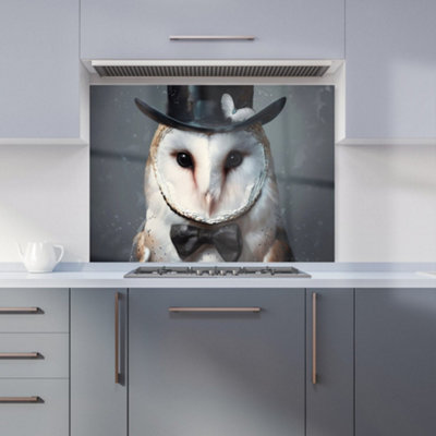 Warren Reed Designer Owl In A Top Hat Kitchen Splashback from B&Q
