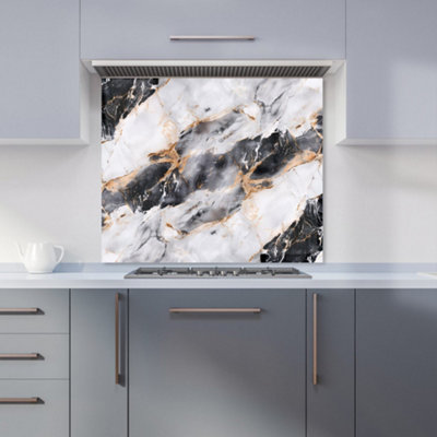 Warren Reed Designer Exquisite White Marble Effect Kitchen Splashback from B&Q