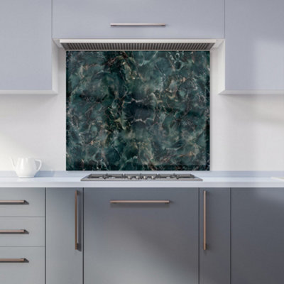 Warren Reed Designer Dark Green Quartz Effect Kitchen Splashback from B&Q