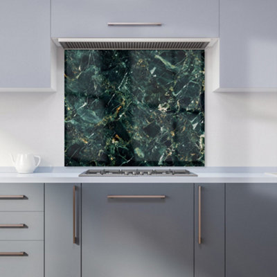 Warren Reed Designer Deepest Green Quartz Effect Kitchen Splashback from B&Q