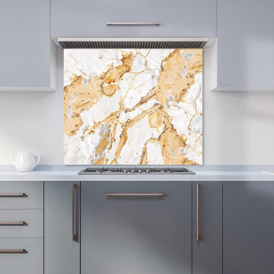 Warren Reed Designer White And Gold Quartz Effect Kitchen Splashback from B&Q