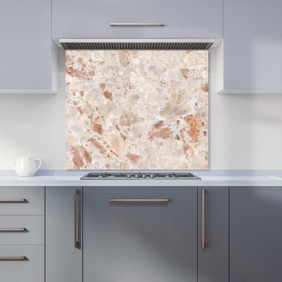 Warren Reed Designer Polished Sweet Peach Quartz Effect Kitchen Splashback from B&Q