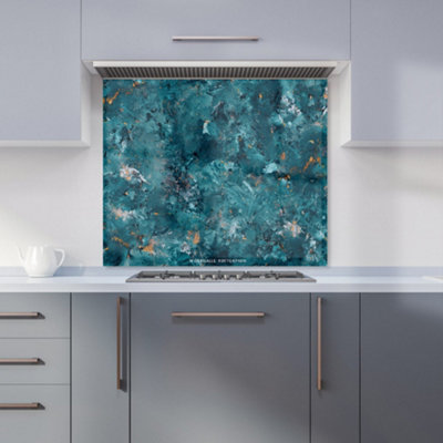 Warren Reed Designer Polished Teal Quartz Effect Kitchen Splashback