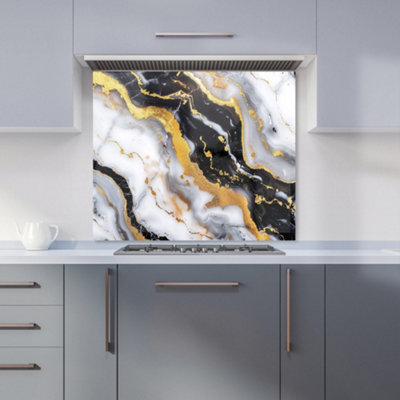 Warren Reed Designer White Backed With Gold Marble Effect Kitchen Splashback from B&Q