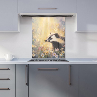 B&Q -  Ava Sterling: 00001 Premium Glass Kitchen Splashback W600mm X H750mm