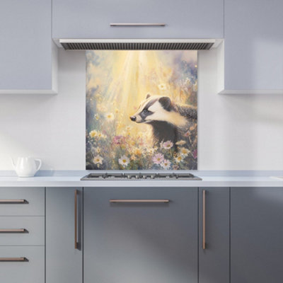 B&Q -  Ava Sterling: 00001 Premium Glass Kitchen Splashback W700mm X H750mm
