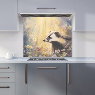 B&Q -  Ava Sterling: 00001 Premium Glass Kitchen Splashback W900mm X H750mm