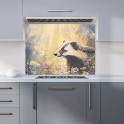 B&Q -  Ava Sterling: 00001 Premium Glass Kitchen Splashback W900mm X H650mm