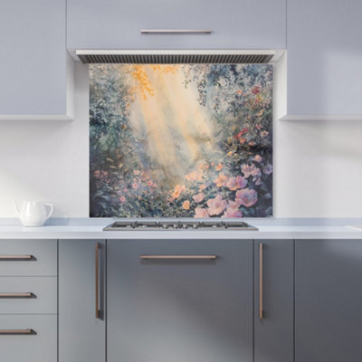 B&Q -  Ava Sterling: 00002 Premium Glass Kitchen Splashback W900mm X H750mm