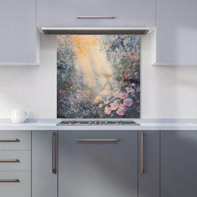 Designer Kitchen Splashbacks Ava Sterling: 00002 Premium Glass Kitchen Splashback W600mm X H600mm from B&Q