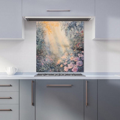 B&Q -  Ava Sterling: 00002 Premium Glass Kitchen Splashback W700mm X H650mm