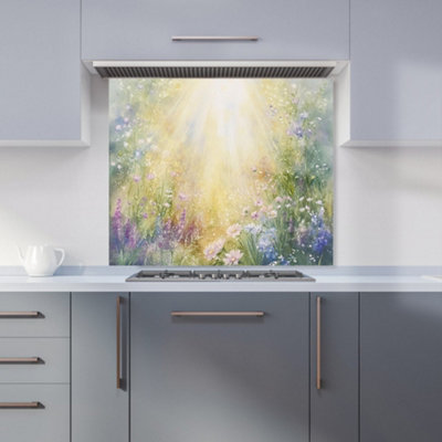 B&Q -  Ava Sterling: 00003 Premium Glass Kitchen Splashback W900mm X H750mm