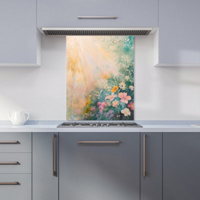 B&Q -  Ava Sterling: 00004 Premium Glass Kitchen Splashback W600mm X H750mm