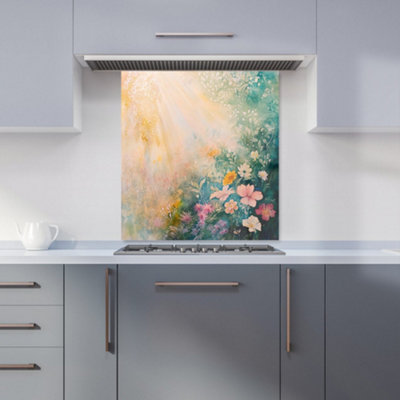 B&Q -  Ava Sterling: 00004 Premium Glass Kitchen Splashback W700mm X H750mm