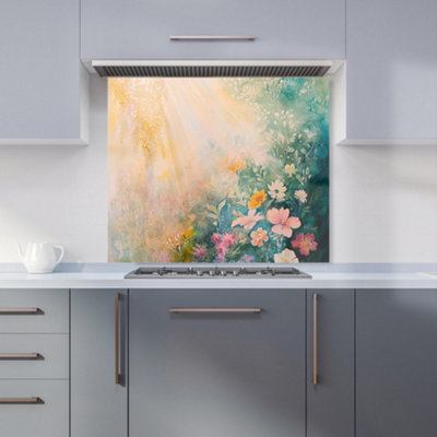 B&Q -  Ava Sterling: 00004 Premium Glass Kitchen Splashback W900mm X H750mm