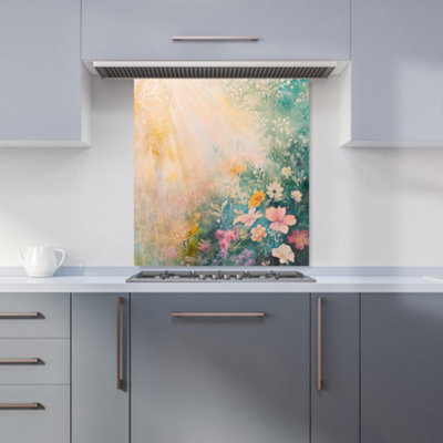 B&Q -  Ava Sterling: 00004 Premium Glass Kitchen Splashback W700mm X H650mm