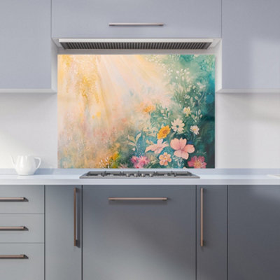 B&Q -  Ava Sterling: 00004 Premium Glass Kitchen Splashback W900mm X H650mm