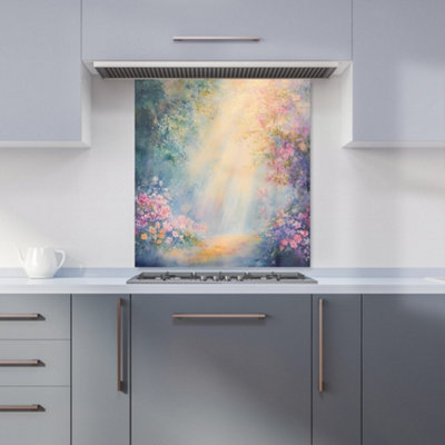 B&Q -  Ava Sterling: 00005 Premium Glass Kitchen Splashback W700mm X H750mm