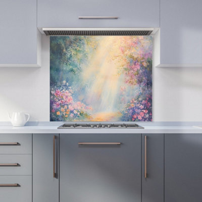 B&Q -  Ava Sterling: 00005 Premium Glass Kitchen Splashback W900mm X H750mm