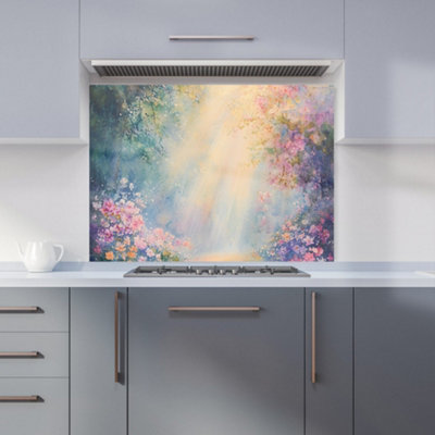 B&Q -  Ava Sterling: 00005 Premium Glass Kitchen Splashback W900mm X H650mm