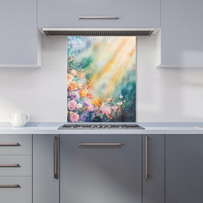 B&Q -  Ava Sterling: 00006 Premium Glass Kitchen Splashback W600mm X H750mm