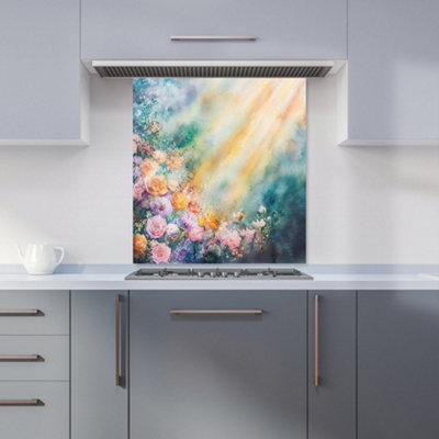 B&Q -  Ava Sterling: 00006 Premium Glass Kitchen Splashback W700mm X H750mm