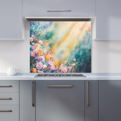 B&Q -  Ava Sterling: 00006 Premium Glass Kitchen Splashback W900mm X H750mm