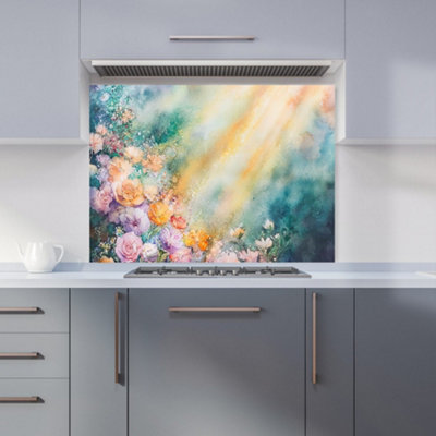 B&Q -  Ava Sterling: 00006 Premium Glass Kitchen Splashback W900mm X H650mm