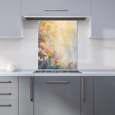 B&Q -  Ava Sterling: 00007 Premium Glass Kitchen Splashback W600mm X H750mm
