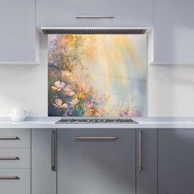 B&Q -  Ava Sterling: 00007 Premium Glass Kitchen Splashback W900mm X H750mm