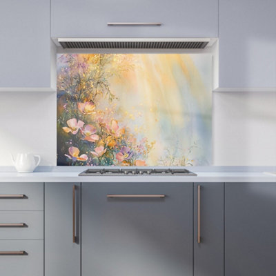 B&Q -  Ava Sterling: 00007 Premium Glass Kitchen Splashback W900mm X H650mm