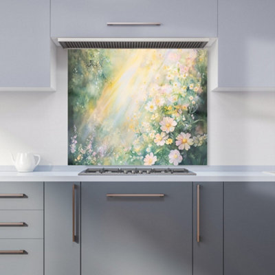 B&Q -  Ava Sterling: 00008 Premium Glass Kitchen Splashback W900mm X H750mm