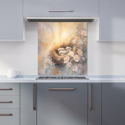 B&Q -  Ava Sterling: 00014 Premium Glass Kitchen Splashback W700mm X H750mm