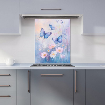 B&Q -  Ava Sterling: 00015 Premium Glass Kitchen Splashback W600mm X H750mm