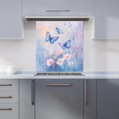 B&Q -  Ava Sterling: 00015 Premium Glass Kitchen Splashback W700mm X H750mm