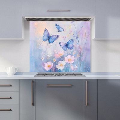 B&Q -  Ava Sterling: 00015 Premium Glass Kitchen Splashback W900mm X H750mm