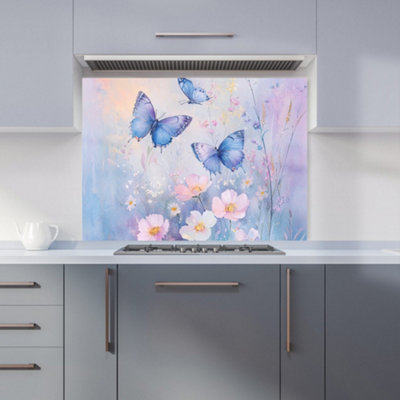B&Q -  Ava Sterling: 00015 Premium Glass Kitchen Splashback W900mm X H650mm
