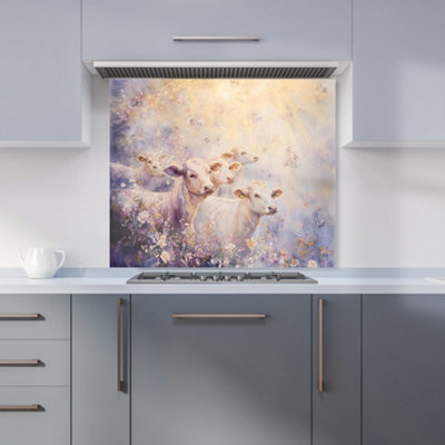 B&Q -  Ava Sterling: 00016 Premium Glass Kitchen Splashback W900mm X H750mm