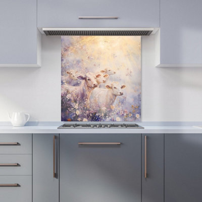 B&Q -  Ava Sterling: 00016 Premium Glass Kitchen Splashback W700mm X H650mm
