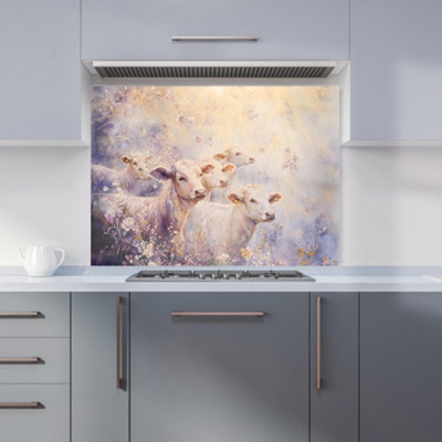 B&Q -  Ava Sterling: 00016 Premium Glass Kitchen Splashback W900mm X H650mm