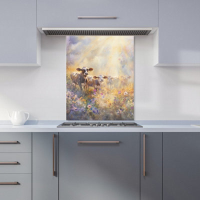 B&Q -  Ava Sterling: 00017 Premium Glass Kitchen Splashback W600mm X H750mm