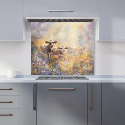 B&Q -  Ava Sterling: 00017 Premium Glass Kitchen Splashback W900mm X H750mm