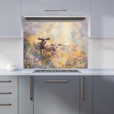Designer Kitchen Splashbacks Ava Sterling: 00017 Premium Glass Kitchen Splashback W900mm X H650mm from B&Q