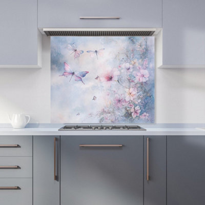 B&Q -  Ava Sterling: 00019 Premium Glass Kitchen Splashback W900mm X H750mm