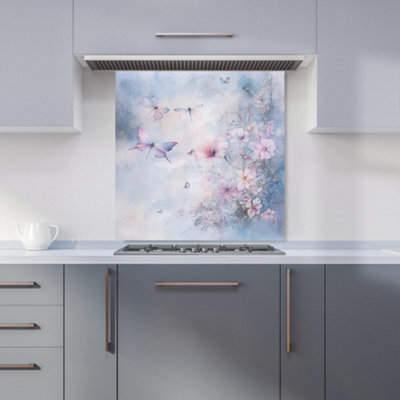 B&Q -  Ava Sterling: 00019 Premium Glass Kitchen Splashback W600mm X H600mm