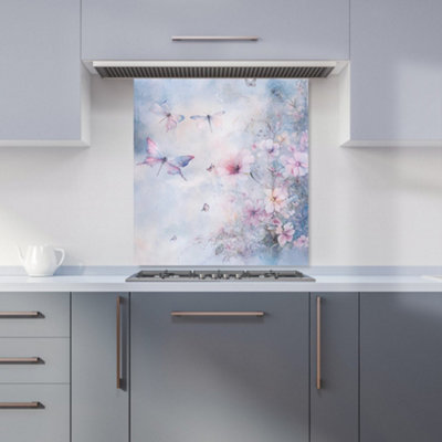 B&Q -  Ava Sterling: 00019 Premium Glass Kitchen Splashback W700mm X H650mm