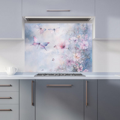 B&Q -  Ava Sterling: 00019 Premium Glass Kitchen Splashback W900mm X H650mm